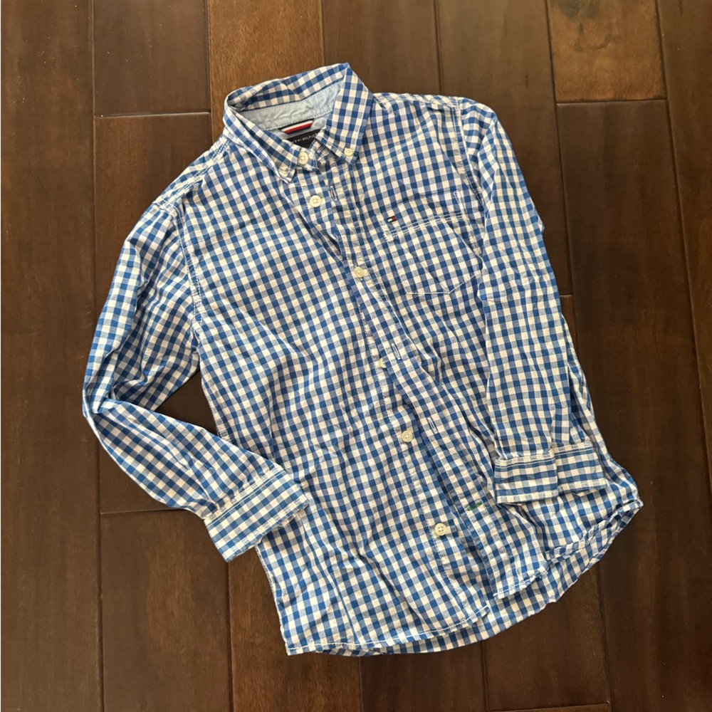 Tommy Hilfiger Blue and White Gingham Shirt